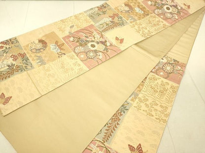 平和屋着物◎六通柄袋帯 花蝶文 金糸 逸品 DAAH2415ud