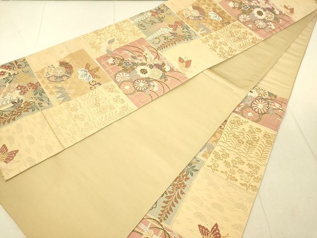 平和屋着物◎六通柄袋帯 花蝶文 金糸 逸品 DAAH2415ud