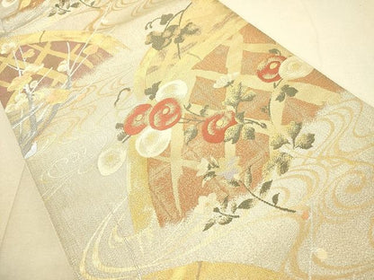 平和屋着物◎六通柄袋帯 流水花籬文 金銀糸 逸品 DAAH2414ud