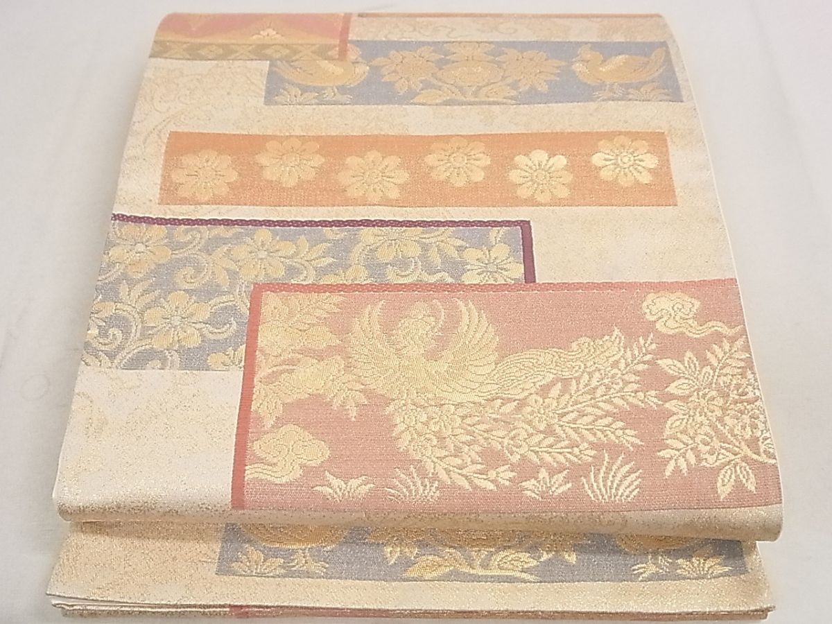 平和屋着物◎六通柄袋帯 横段鳳凰花文 金糸 逸品 DAAH1629ox