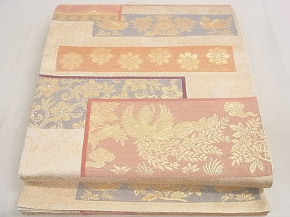 平和屋着物◎六通柄袋帯 横段鳳凰花文 金糸 逸品 DAAH1629ox