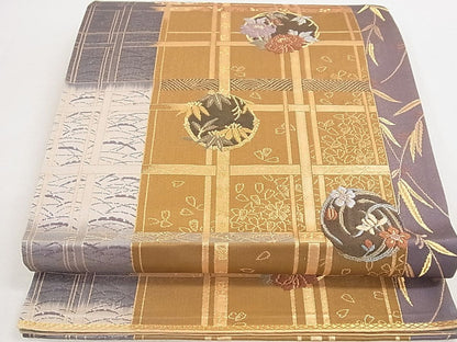 平和屋着物◎両面六通柄袋帯 唐織 吉祥花丸文 金糸 逸品 DAAH1628ox