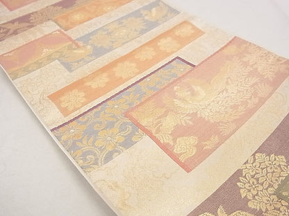 平和屋着物◎六通柄袋帯 横段鳳凰花文 金糸 逸品 DAAH1629ox