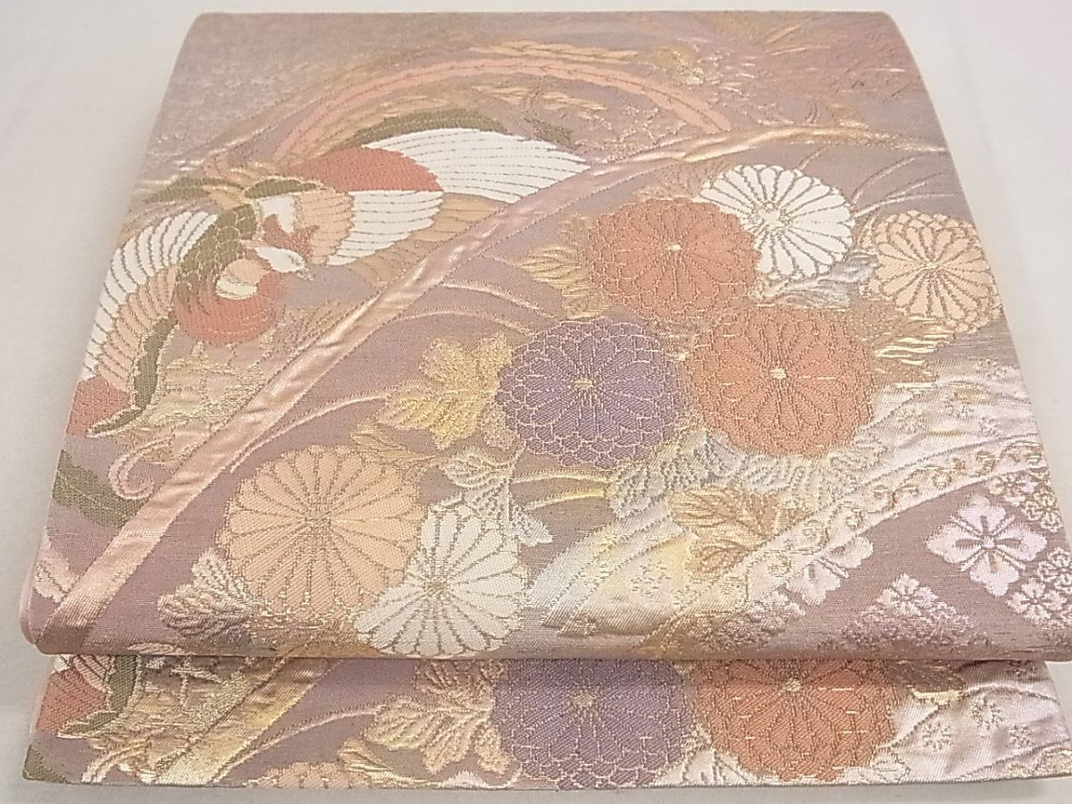 平和屋着物◎六通柄袋帯 ふくれ織 鳳凰花文 金糸 逸品 DAAH1642ox