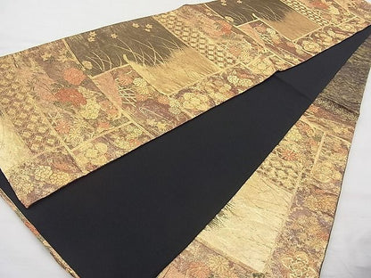 平和屋着物◎六通柄袋帯 違い棚吉祥花文 金糸 逸品 BAAI9335sa
