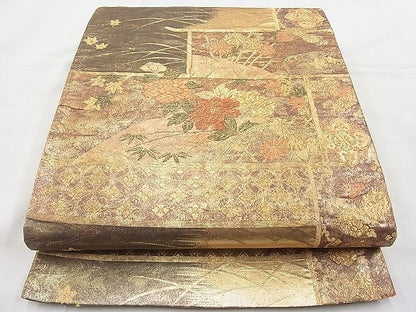 平和屋着物◎六通柄袋帯 違い棚吉祥花文 金糸 逸品 BAAI9335sa