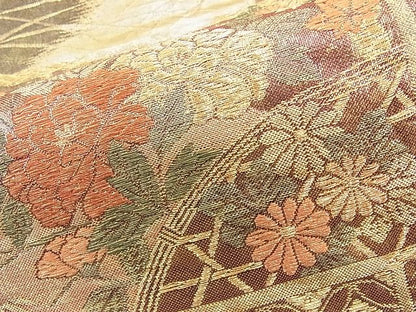 平和屋着物◎六通柄袋帯 違い棚吉祥花文 金糸 逸品 BAAI9335sa