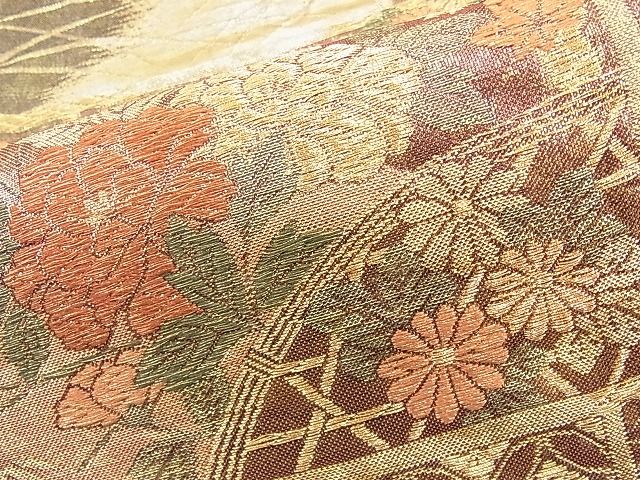 平和屋着物◎六通柄袋帯 違い棚吉祥花文 金糸 逸品 BAAI9335sa