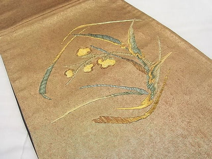 平和屋着物◎太鼓柄袋帯 刺繍 枝花文 金糸 引箔 逸品 BAAI9372sa