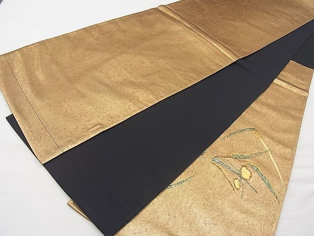 平和屋着物◎太鼓柄袋帯 刺繍 枝花文 金糸 引箔 逸品 BAAI9372sa
