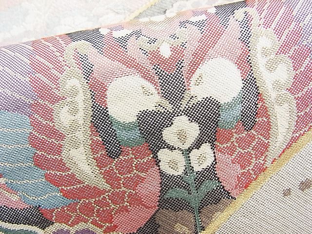 平和屋着物◎佐賀錦 六通柄袋帯 鳳凰正倉院花文 金銀糸 逸品 BAAI9356sa