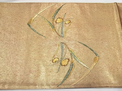 平和屋着物◎太鼓柄袋帯 刺繍 枝花文 金糸 引箔 逸品 BAAI9372sa