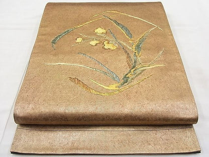 平和屋着物◎太鼓柄袋帯 刺繍 枝花文 金糸 引箔 逸品 BAAI9372sa