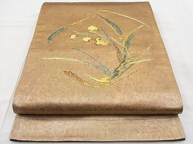 平和屋着物◎太鼓柄袋帯 刺繍 枝花文 金糸 引箔 逸品 BAAI9372sa