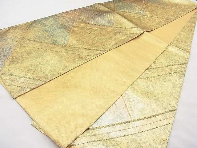 平和屋着物◎青銅佐賀錦 六通柄袋帯 檜垣文様 金糸 逸品 BAAI9377sa