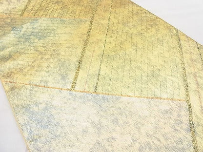 平和屋着物◎青銅佐賀錦 六通柄袋帯 檜垣文様 金糸 逸品 BAAI9377sa