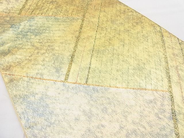 平和屋着物◎青銅佐賀錦 六通柄袋帯 檜垣文様 金糸 逸品 BAAI9377sa