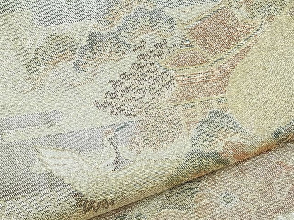 平和屋着物◎佐賀錦 六通柄袋帯 エ霞地紙花文 金糸 逸品 BAAI3322qt