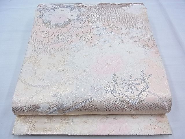 平和屋着物◎六通柄袋帯 唐織 吉祥花車文 金糸 逸品 BAAI3335qt
