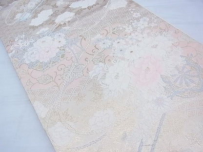 平和屋着物◎六通柄袋帯 唐織 吉祥花車文 金糸 逸品 BAAI3335qt