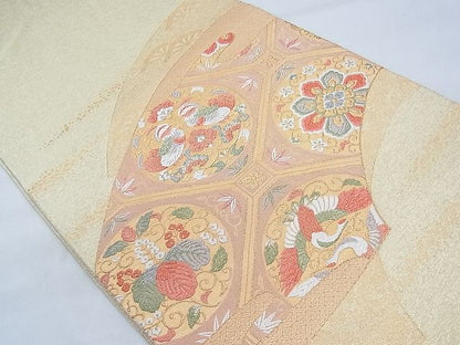平和屋着物◎太鼓柄袋帯 唐織 綴れ 蜀江花鳥文 金銀糸 逸品 BAAI3361qt