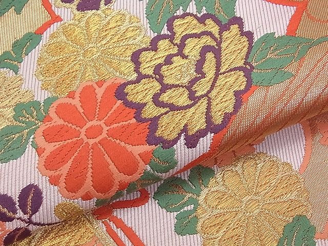 平和屋着物◎六通柄袋帯 唐織 雲取御所車花文 金糸 逸品 BAAI3380qt