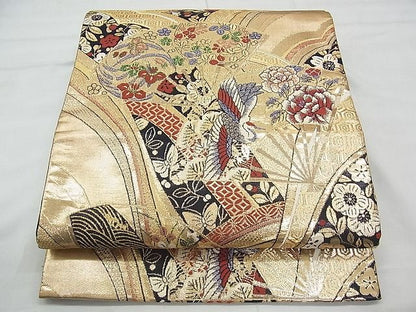 平和屋着物◎六通柄袋帯 唐織 麗美 黒地 金糸 逸品 BAAI3376qt