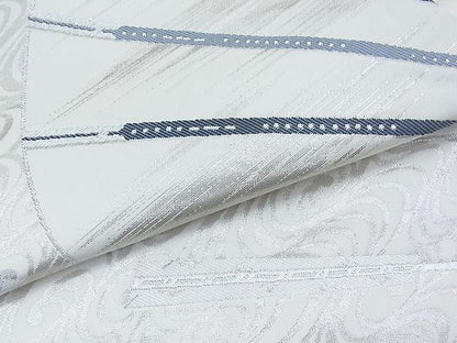 平和屋着物◎六通柄袋帯 扇流し 白金 逸品 BAAI3389qt