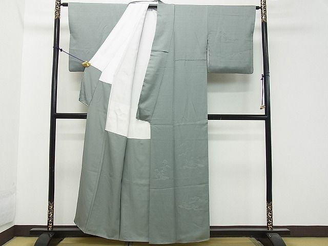 平和屋着物■付下げ　松地紋　湊鼠色　逸品　DAAG7774rt