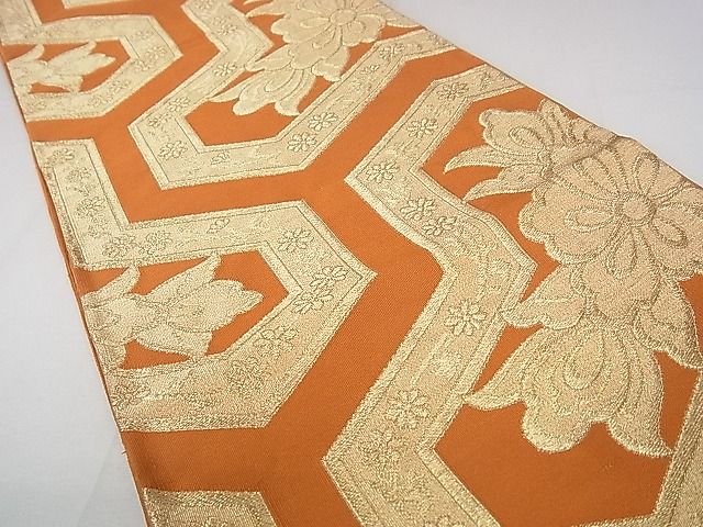 平和屋着物◎六通柄袋帯　毘沙門亀甲花文　金糸　逸品　DAAH4103cf