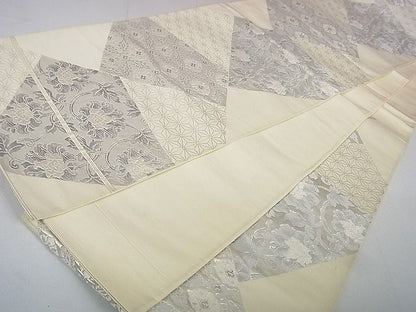 平和屋着物◎六通柄袋帯 唐織 色紙重ね花文 銀糸 逸品 DAAH4117cf