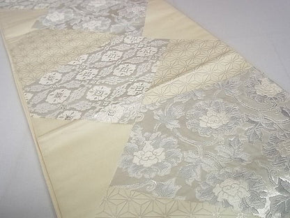 平和屋着物◎六通柄袋帯 唐織 色紙重ね花文 銀糸 逸品 DAAH4117cf