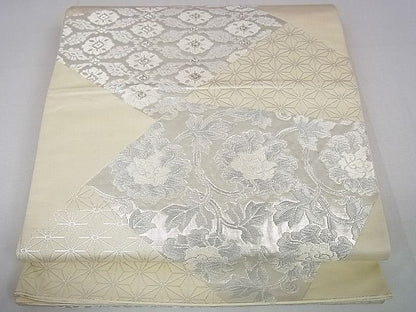 平和屋着物◎六通柄袋帯 唐織 色紙重ね花文 銀糸 逸品 DAAH4117cf