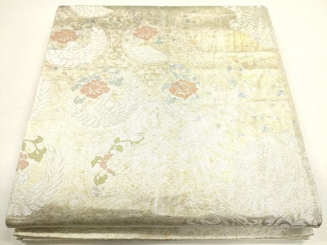 平和屋着物◎六通柄袋帯 流水花鳥丸文 金銀糸 逸品 CAAG2476eg