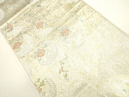 平和屋着物◎六通柄袋帯 流水花鳥丸文 金銀糸 逸品 CAAG2476eg