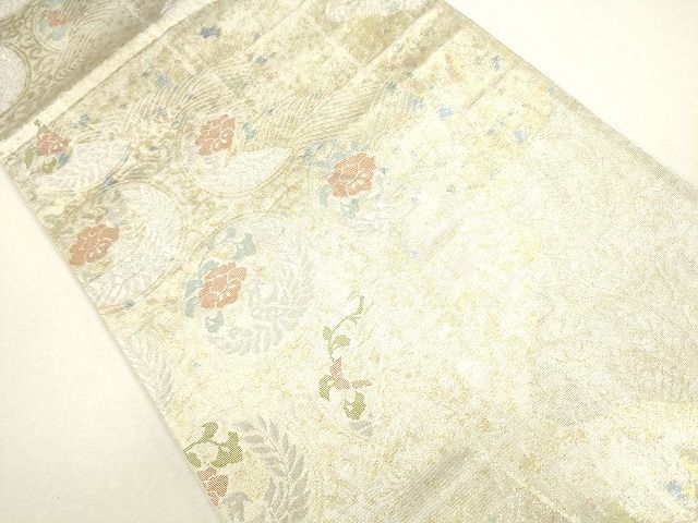 平和屋着物◎六通柄袋帯 流水花鳥丸文 金銀糸 逸品 CAAG2476eg