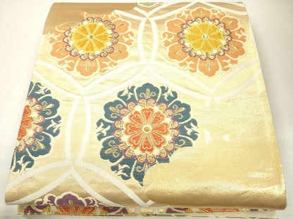 平和屋着物◎六通柄袋帯 唐織 正倉院花丸文 金糸 逸品 CAAG2523eg