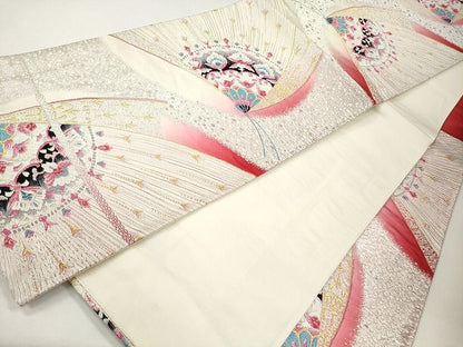 平和屋着物◎六通柄袋帯 唐織 花蝶文 金銀糸 逸品 CAAG2514eg