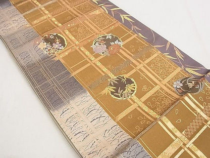 平和屋着物◎両面六通柄袋帯 唐織 吉祥花丸文 金糸 逸品 DAAH1628ox