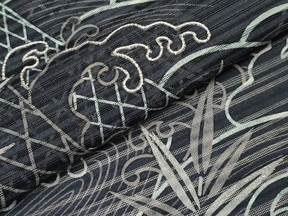 平和屋本店■極上　夏物　訪問着　変わり絽　銀駒刺繍　立波草木文　銀糸　逸品　CYAA0592s4