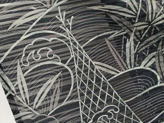 平和屋本店■極上　夏物　訪問着　変わり絽　銀駒刺繍　立波草木文　銀糸　逸品　CYAA0592s4