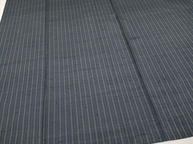 平和屋本店▽極上 石川県指定無形文化財 牛首紬 白山工房 手織り 先染め 単衣 間道 証紙付き 逸品 CYAA0612s4