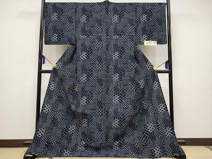 平和屋本店■極上　久留米絣　単衣　野口泰光作　綿　証紙付き　逸品　未使用　CYAA0618s4