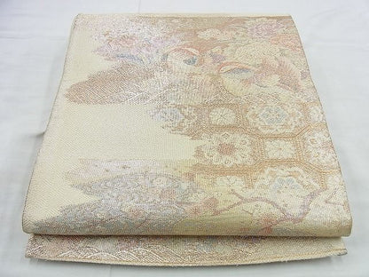 平和屋着物◎佐賀錦 六通柄袋帯 霞取遊蕉蚕能衣文 金銀糸 逸品 BAAI4495jm