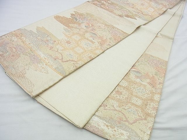 平和屋着物◎佐賀錦 六通柄袋帯 霞取遊蕉蚕能衣文 金銀糸 逸品 BAAI4495jm