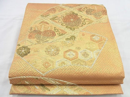 平和屋着物◎六通柄袋帯 舞楽菱末広文 金彩 逸品 BAAI4489jm
