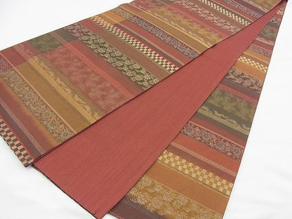 平和屋着物◎全通柄袋帯 横段唐草文 金糸 逸品 BAAI4516jm
