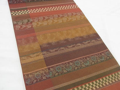 平和屋着物◎全通柄袋帯 横段唐草文 金糸 逸品 BAAI4516jm