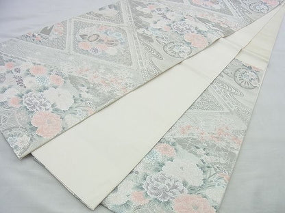 平和屋着物◎六通柄袋帯 唐織 格天花車文 九百プラチナ箔 逸品 BAAI4507jm