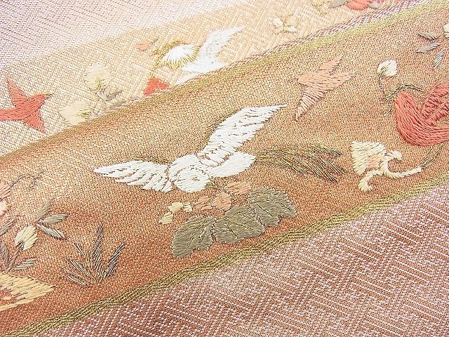 平和屋着物◎佐賀錦 太鼓柄袋帯 刺繍 横段鳥獣花文 金彩 逸品 BAAI4518jm